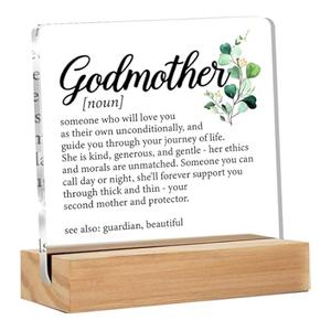 Godmother Gift - Godmother Gifts From Goddaughter Godson - Thank You Gifts for Godmother Clear Desk Sign Decor Home Bedroom Desk Decor 