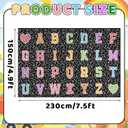 Dunzy 4.92 x 7.55 ft Classroom Rug Composition Notebook Alphabet Rug Pastel Back to School Reading Calming Corner Decor Composition Carpet for Teaching and Playroom