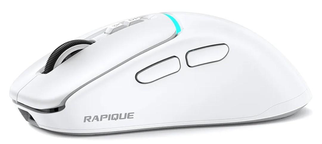 RAPIQUE Wireless Bluetooth Mouse – Dual Bluetooth ＆ 2.4GHz USB Receiver, 4 DPI Levels (1000–3200), USB-C Rechargeable, Ergonomic Right-Hand Grip, Silent Click, Compacr for Computer/Mac/Laptop - White