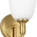 Gold Vintage Traditional 1-Light Indoor Wall Sconce with Frosted Glass Bathroom Bedroom Hallway, 10.6" H x 5.3" W, Aged Brass