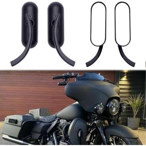 8mm 10mm Motorcycle Mini Black Sportster Mirrors Compatible with Honda Suzuki Harley Road King Street Electra Glide Road Glide Dyna Softail Rearview 1982-2018 2019 2020 (Black#1)