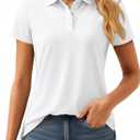 MAGCOMSEN Women's Polos Golf Shirts Short Sleeve UPF 50+ Collared Shirt Quick Dry Tennis Work Athletic Tops (White, XL)