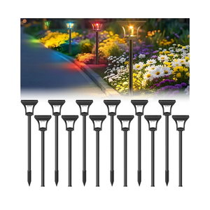 CINOTON 12 Pack RGBCW Solar Pathway Outdoor Lights, 3 Lighting Modes Solar LED Garden Lights, IP65 Waterproof Outside Solar Powered Landscape Lighting for Planter Lawn Pool Balcony RGB/Warm/Cold White