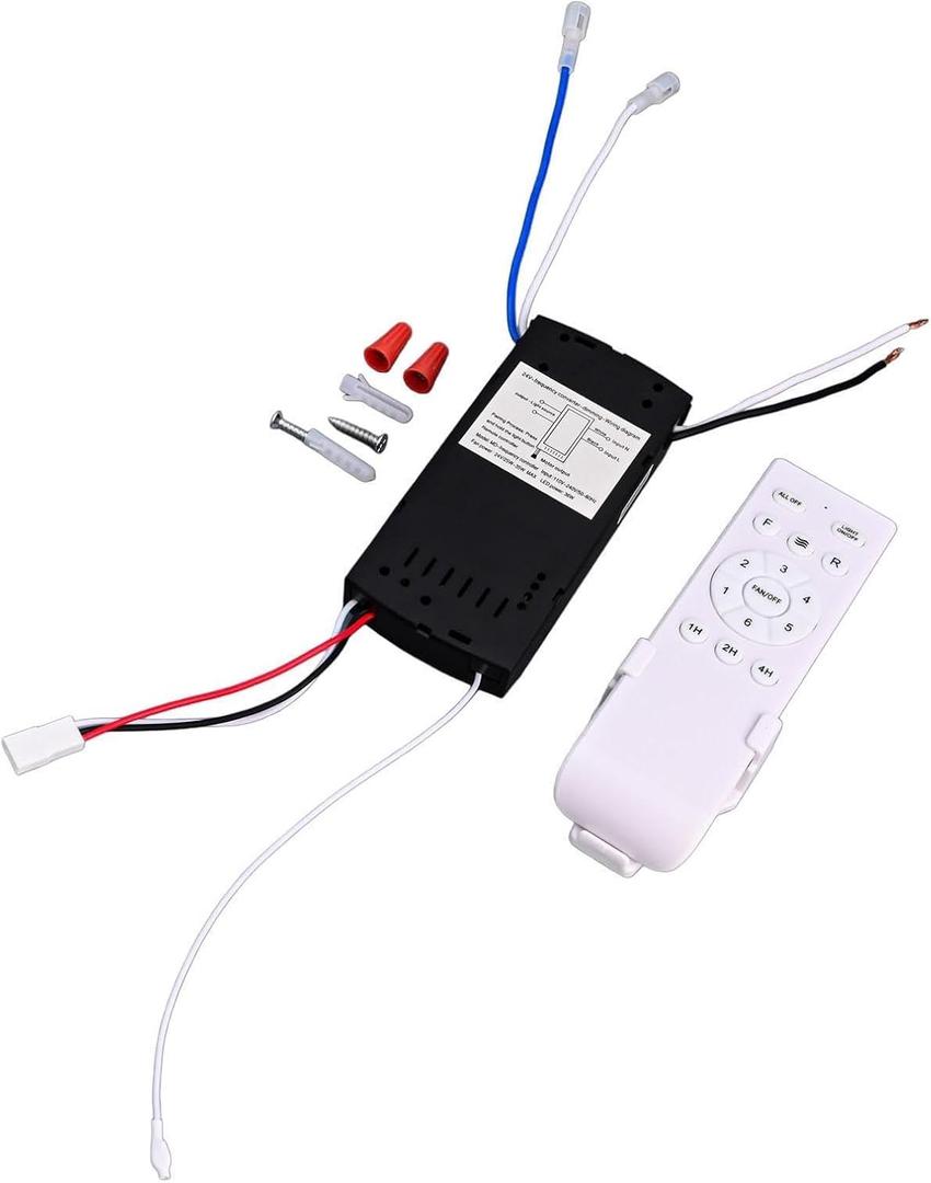 Ceiling Fan Remote Control Kit Replacement, 6-Speed & Timing, Remote Replacement for DC Ceiling Fan Light(English version)