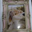 PHAREGE Pink Gold Vintage Frame for 5x7 inch Picture, Ornate Antique Frame with Mat for 4x6 inch Photo, Horizontal or Vertical, Tabletop or Wall