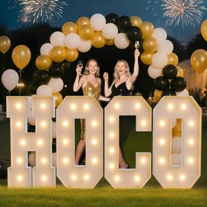 imprsv Homecoming Decorations 2025 Large Light Up Letters HOCO Decorations 2025 for Party Marquee Letters 4 Feet Tall HOCO Sign Homecoming Backdrop Foam Board