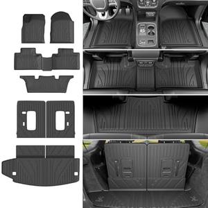 xipoqix 6 Seats Floor Mats Cargo Mat Backrest Mat Compatible with 2016-2026 Dodge Durango Floor Liner Replacement for 2016-2026 Dodge Durango Accessories (Trunk Mat+3rd Backrest Mat+6 Seats Floor Mat)