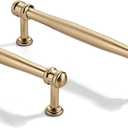 2 Pack 6 inch(152mm) Center to Center Brushed Brass Cabinet Pulls Solid Cabinet Hardware Heavy-Duty Drawer Pulls Kitchen Handles for Cabinets Cupboard Handles