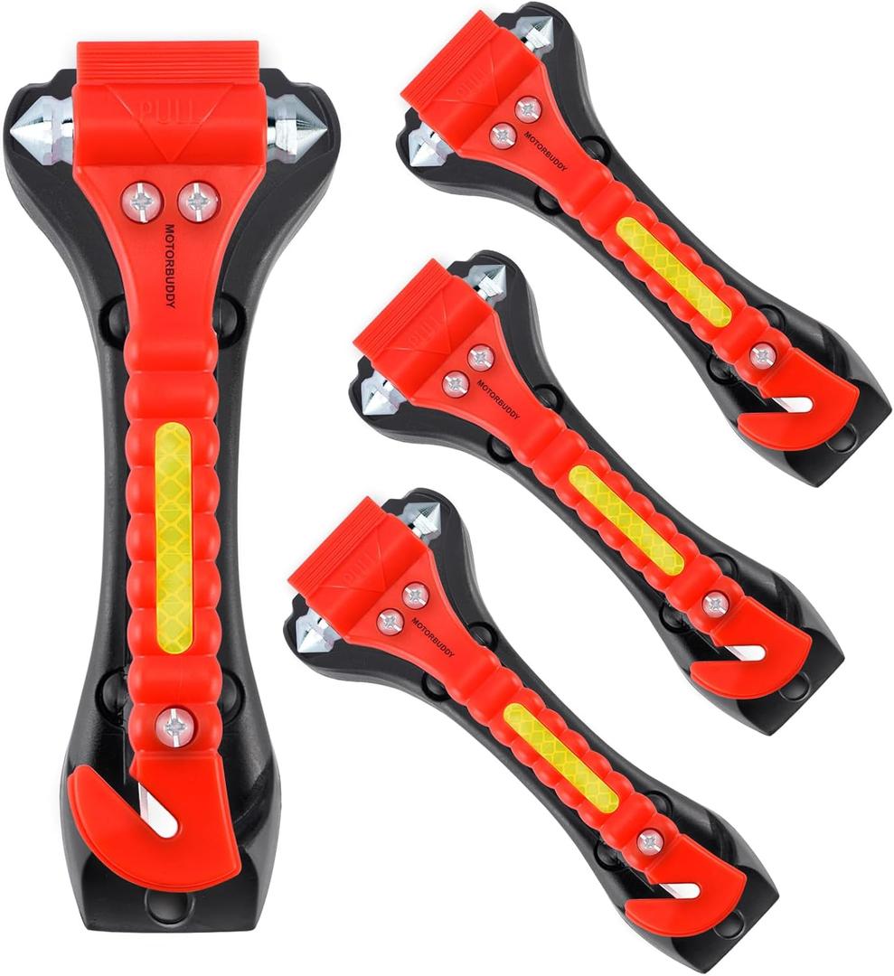 4-Pack Emergency Escape Hammer Seat Belt Cutter,Auto Car Safety Hammer with Window Glass BreakerEscape Tool for Car Accidents (Red)