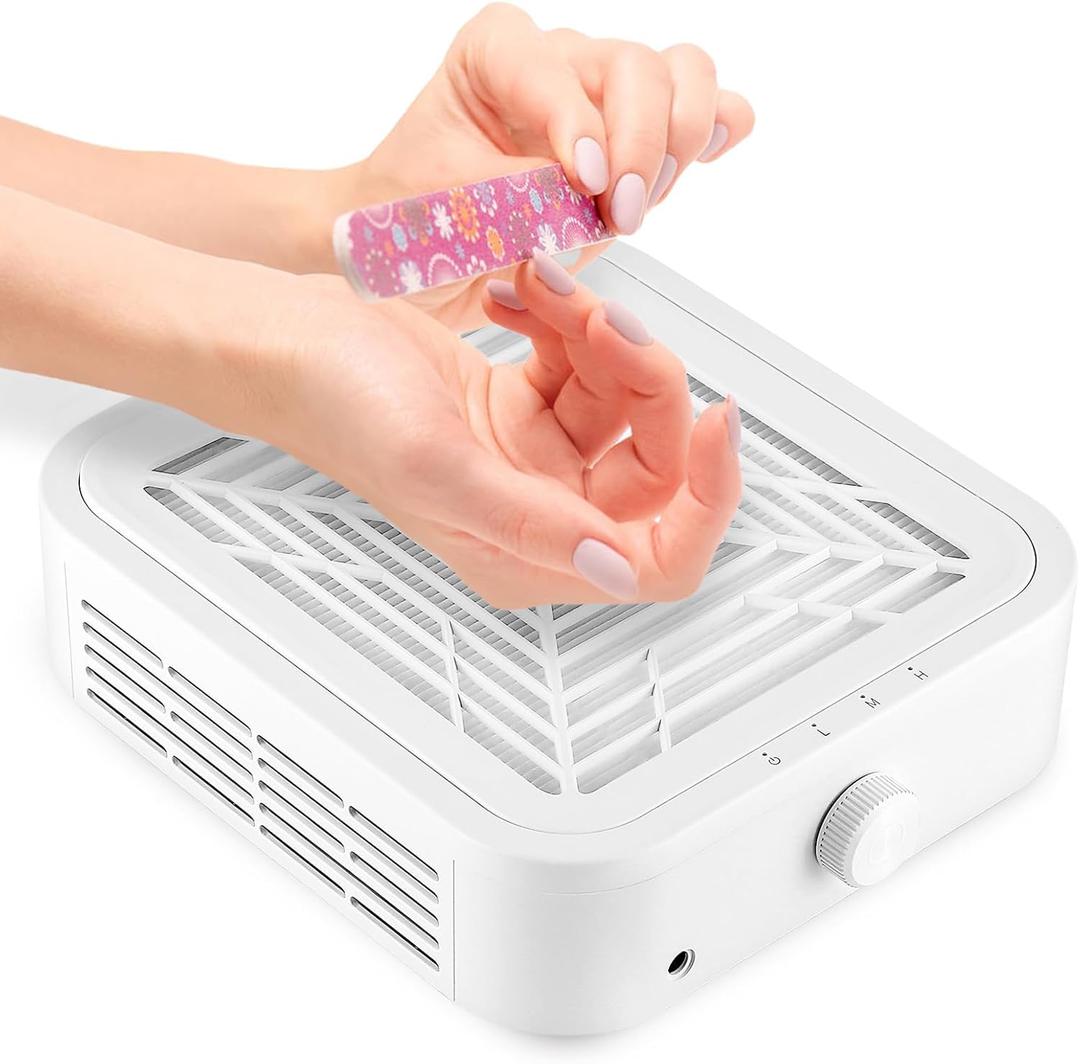 120W Brushless Nail Dust Collector Machine Nail Dust Cleaner with Powerful Suction Extractor Fan for Manicure, Professional Nail Filter for Nail Art, Home Salon Use
