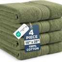LANE LINEN Bath Hand Towels for Bathroom - 4 Pack (16" x 28"), 100% Cotton Hand & Face Towels Set - Soft, Prevent Fraying & Machine Washable - Everyday Family Towel, Gets Softer Each Wash - Oil Green