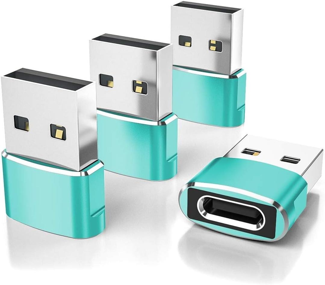 Elebase for Apple Watch Ultra 3 Adapter,USB to USB C Adaptor 4 Pack,Type C Female to A Male Charger Converter for iWatch Series 8 7,iPhone 17 16 15 14 Pro Plus Max,Airpods 4,iPad 9 10 Air 5 Mini 6 7 8 (Green)