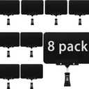 8 Pack Rotating Clip Pop Swivel Sign Rotatable Holding Clamp Sign Holder, Plastic Merchandise Sign Display Clip Holder with 2 Chalk Markers for Food, Store Signs Displays, black