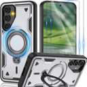 Gritup for Samsung Galaxy-S24-FE Case:Compatible with MagSafe & [HD Screen Protector2],Metal Rotated Kickstand,Military Grade Drop Proof Anti-Fingerprint Protective Case for Samsung S24 FE,Gray