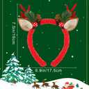 Atoden Deer Antlers Headband Realistic Reindeer Hair Bands Fawn Ears Headpiece Christmas Halloween Accessories Women Girls (Red)