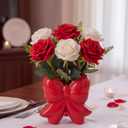 Jingmore Bow Vase Coquette Ceramic Vase Pen Holder Makeup Brush Holder Contemporary Design Decorative Women Gift for Christmas Home Office Shelf Table Room(Red,Small,Classic) (Classic - 4.5 x 1.9 x 4.7 Inches)