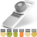 KEOUKE Multifunctional Mandoline Slicer Stainless Steel Surface - Interchangeable 6 Blades, Magnetic Back Handheld Vegetable Cutter with Hand Guard for Kitchen, Onion, Garlic, Safe Food Slicer