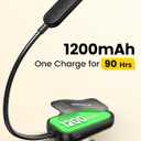 Glocusent 20 LED Reading Lights for Books in Bed, Eye Caring Reading Light, 5 Colors & 5 Brightness 3100LM Dimmable, 1200mAh Rechargeable Book Light to 90H, Lightweight Clip on Light for Book Lovers