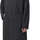 Men's Long Rain Jacket Windbreaker Waterproof Lightweight Packable Running Hiking Cycling Golf Rain Coat with Hood (Large, Black)