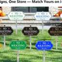 Heavy Duty No Soliciting Sign for House - All Metal Construction No Soliciting Yard Sign - 14" x 7" - Aluminum - with 28" Stake (Gold)