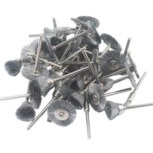 50 Pcs Assorted Wire Brush Set 1/8'' Shank Various Shape Stainless Steel Wire Brushes for Rotary Tools