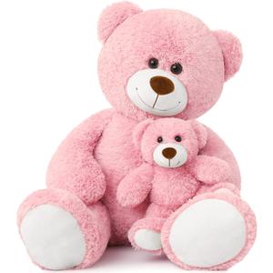Muiteiur Giant Teddy Bear Stuffed Animal, Cute Mommy and Baby Bear,Teddy Bear Baby Shower Plush Toy for Kids Boys Girls, Great Gift for Lover, 40inch,Pink