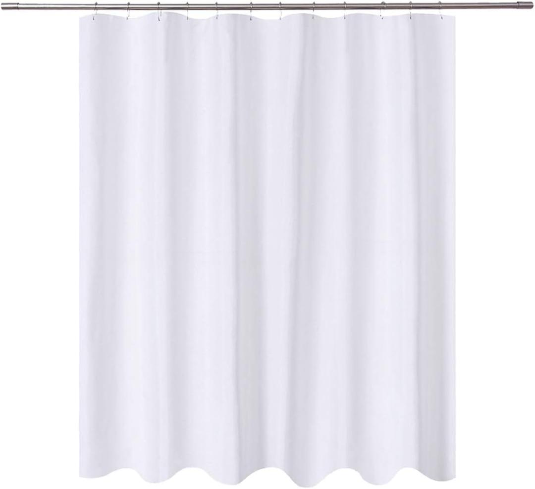 N&Y HOME Short Fabric Shower Curtain Liner 72 x 65 Shorter Length, Hotel Quality, Washable, Water Repellent, White Bathroom Curtains with Grommets, 72x65
