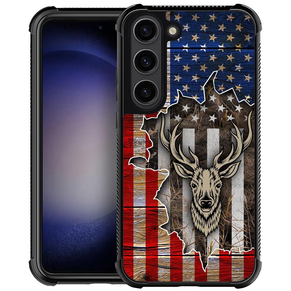 ZHEGAILIAN Case for Samsung Galaxy S23 Plus,Deer Flag Red Camo S23+ Plus for Men Boy,Drop Protection with Soft TPU Bumper