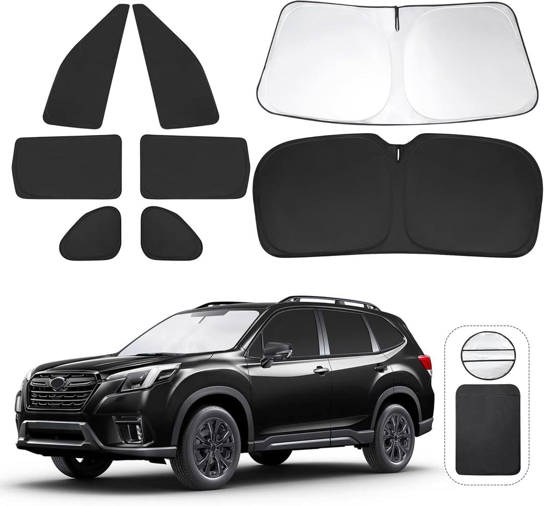 TINGLU Window Shades for Subaru Forester 2019-2024 Accessories Car Side Full Windows Rear Triangular Windshield Sun Shade Sun UV Rays & Privacy Protection for Camping,Napping,and Relaxing 8PCS