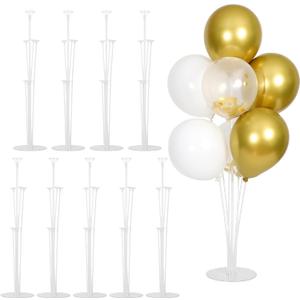 10 Sets Balloon Stand Kit, Balloon Sticks Holder with Base Birthday Wedding Graduation Party Decortaions Table Centerpieces Balloon Arch kit