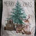 6 Pcs Christmas Chair Cover Set Stretch Dining Chair Back Covers Vintage Christmas Santa Claus Elk Slipcovers Farmhouse Removable Elastic Seat Protector for Xmas Party Kitchen Home Decor