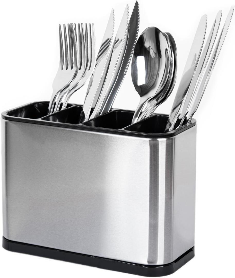 Silverware Caddy Cutlery Organizer for Countertop Silverware Holder for Fork Knife Spoon Flatware Organizer 4 Compartments Cutlery Holder