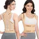 Posture Corrector for Women & Men  Adjustable Back Brace with Full Back Support, Shoulder Straightener for Spine Alignment, Scoliosis, Hunchback & Back Pain Relief (Beige, Medium)