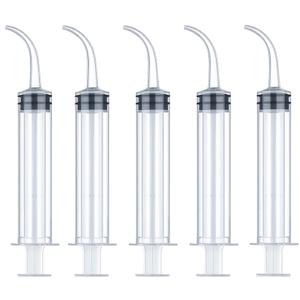 Wisdom Teeth Syringe, 5 Pack Irrigation Dental Syringes with Curved Tip for Dental Care Liquid Oral Tonsil Stone (Curved-No Measurement)