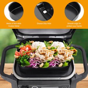 Griddle Replacement , 11" X 9", Black, Rectangular With Air Fryer Basket