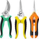 Garden Pruning Shears 3 Pack Gardening Shears Garden Scissors Stainless Steel Plant Flower Scissors Clippers Pruning Shears tijeras de jardinera (Multicolor)
