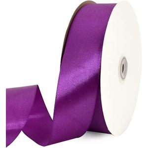 TONIFUL 1-1/2 Inch (40mm) x 100 Yards Purple Wide Satin Ribbon Solid Fabric Ribbon for Gift Wrapping Chair Sash Valentine's Day Wedding Birthday Party Decoration Hair Floral Craft Sewing