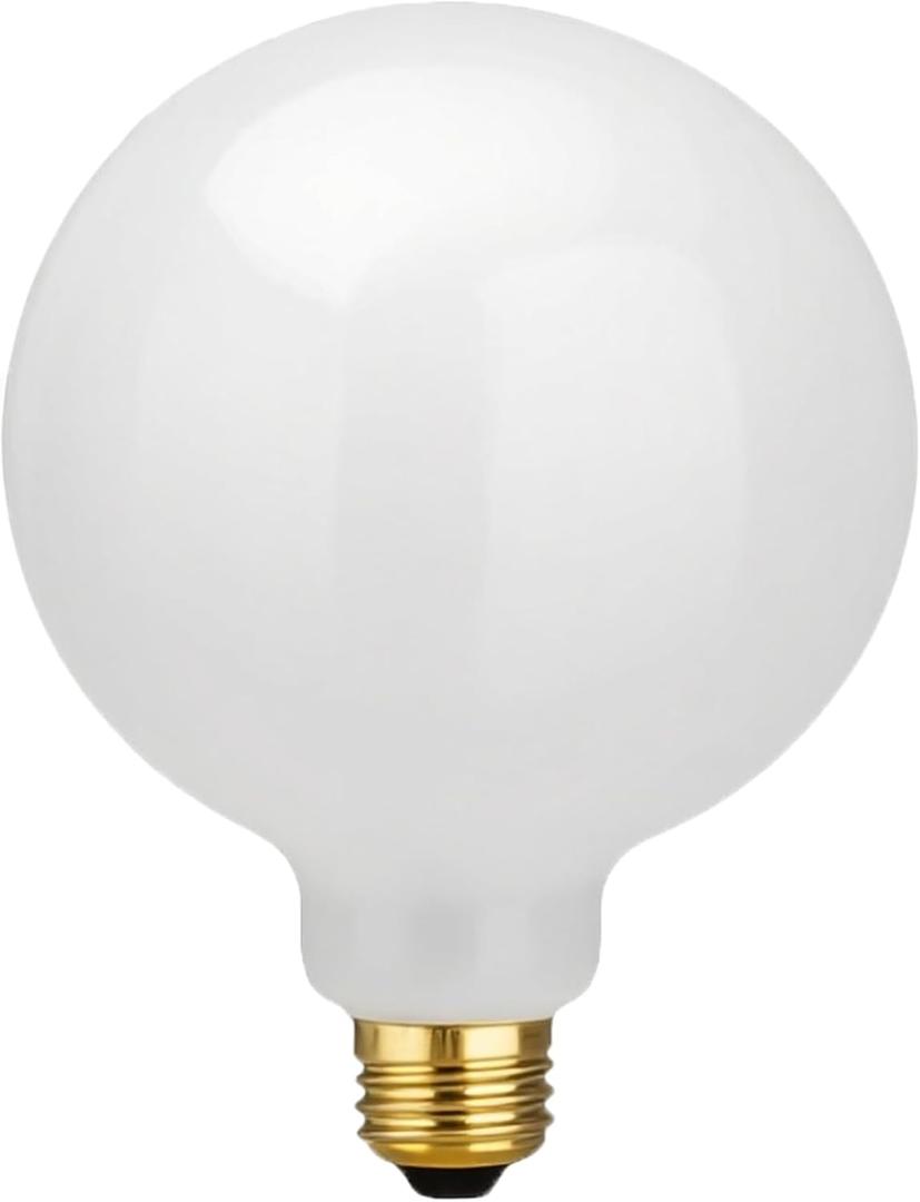 LED Large Globe Light Bulb Dimmable E26, G40 LED Bulb Warm White 2700K, G125 Round Bulbs for Light Fixture, Coated Inside White Glass Filament Lights, 60 Watt Equivalent, 1 Pack (2700K)