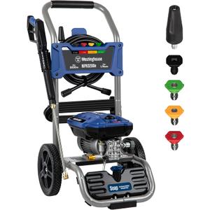 Westinghouse WPX3200e Electric Pressure Washer, 3200 PSI and 1.76 Max GPM, Induction Motor, Onboard Soap Tank, Spray Gun and Wand, 5 Nozzle Set, for Cars/ Fences/ Driveways/ Homes/ Patios/ Furniture, Blue