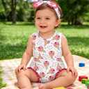 UNICOMIDEA Baby Girl Clothes 0-24 Months Floral Sleeveless Baby Cowgirl Newborn Romper Jumpsuit Outfit Set with Headband (White)