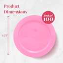 Prestee Pink Plastic Plates 6.25" 100 Pack Disposable Party Plates for Wedding, Events, Parties Elegant Pink Plastic Plates for Party, Fancy Disposable Dinnerware for Desserts, Salad
