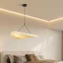 Japanese Wabi-Sabi Pendant Light, 19.69-Inch Imitation Silk Lampshade, Adjustable Height Hanging Lighting Suitable For Kitchen Island Foyer Lighting Fixtures , Living Room Lights Ceiling Decorations