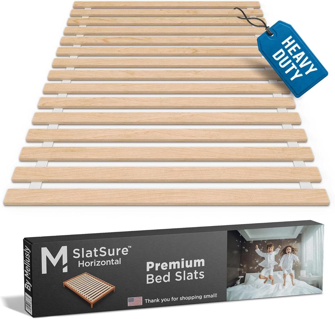 Meliusly SlatSure Queen Size Horizontal Bed Slats  Heavy Duty Wood Replacement Bed Slats, Bed Frame Support Slats, Slatted Wooden Mattress Support Base for Broken, Sagging or Worn-Out Slats