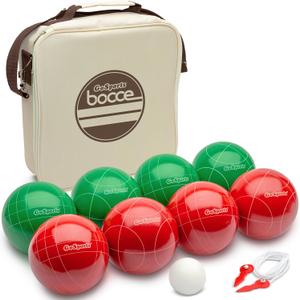 GoSports 100 mm Regulation Bocce Set with 8 Balls, Pallino, Case and Measuring Rope - Premium Official Size Set, Small