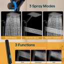 High Pressure Rain Shower Head with Handheld Combo, 10 Inch Square Rainfall Showerhead, Adjustable Slide Bar Dual Shower System, 3 Spray Modes, 59" Stainless Steel Hose, Matte Black