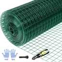 Tongmo 48" x 100' Green Chicken Wire Fencing, 19 Gauge Green Wire Fence, 1"x1" Mesh Size Metal Welded Wire Garden Fence Roll, Poultry Netting for Rabbit/Duck/Chicken
