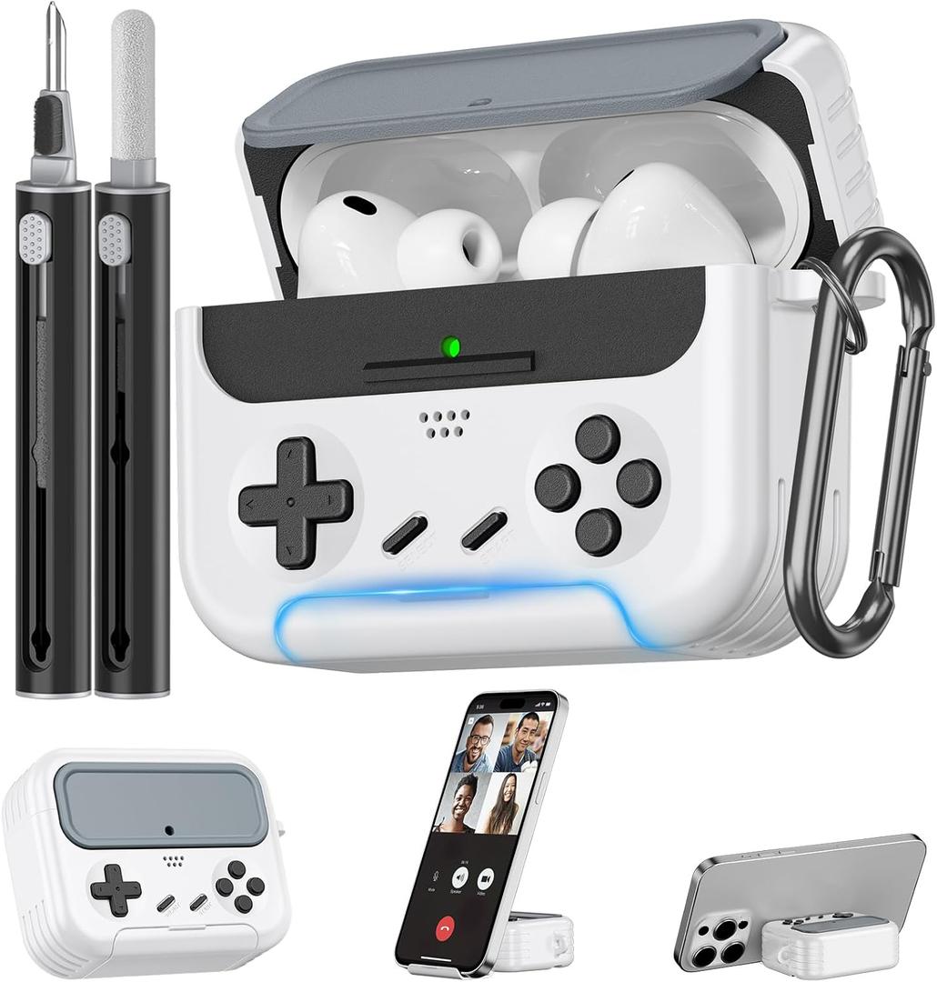 Inesore for Airpods Pro 3 Case Cover with Cleaner Kit,with Lock for Airpod Pro 3 (2025),Classic Cool Funny Game Console Hard Air Pods Pro 3 Case for Men Boy(White)