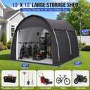 10x10 ft Portable Storage Shed Tent, Outdoor Shed with Floor & Rain Cover