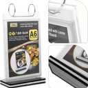 Operitacx A6 Acrylic Menu Display Stand Tabletop Menu Holder with Stable Base Flip Card Organizer for Restaurants Bars Shops Events 8.26X4.52X2.36 Inches