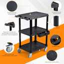 ELAFROS Heavy Duty Utility Cart, 27.5 x 18.25 Inch, 3-Tier Rolling Cart, Industrial Plastic, 330 lbs Capacity, Flat Top Shelves with Swivel Wheels - Multipurpose Work Cart